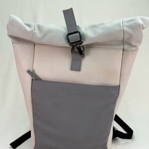 Kapten & Son Canvas Roll Top Elegant Gray and Cream Men's Backpack